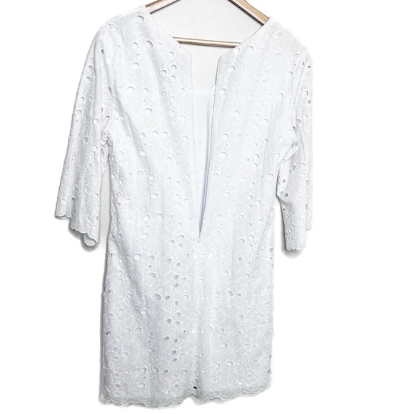 New with Tags Rabbit Rabbit Rabbit Women White Lace 3/4 Sleeve V-Neck Mini Dress - Picture 12 of 16